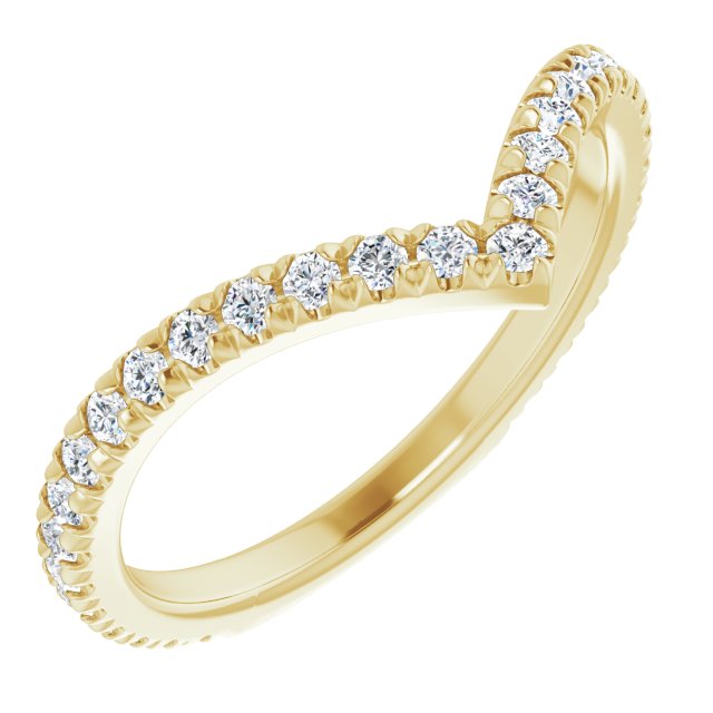 14K Yellow Gold 3/8 CTW Natural Diamond French-Set V Shape Ring