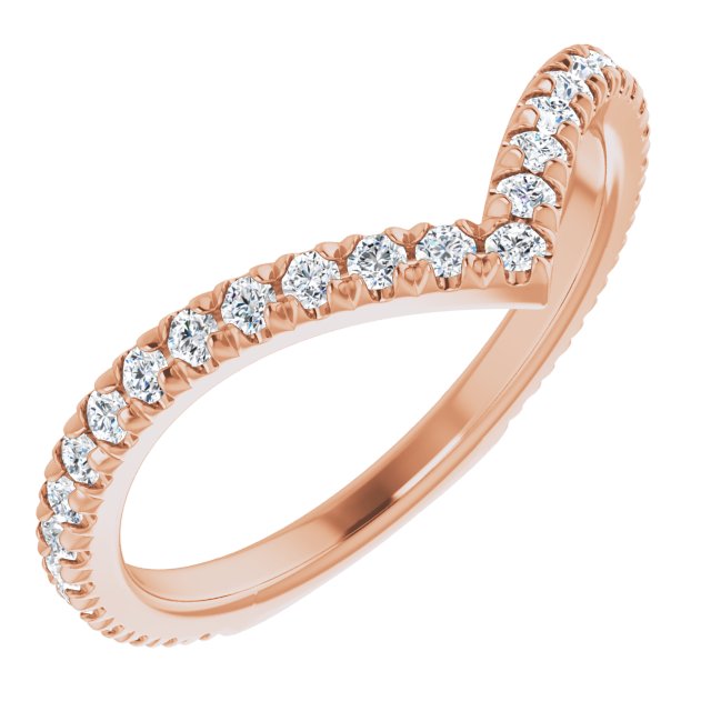 14K Yellow Gold 3/8 CTW Natural Diamond French-Set V Shape Ring