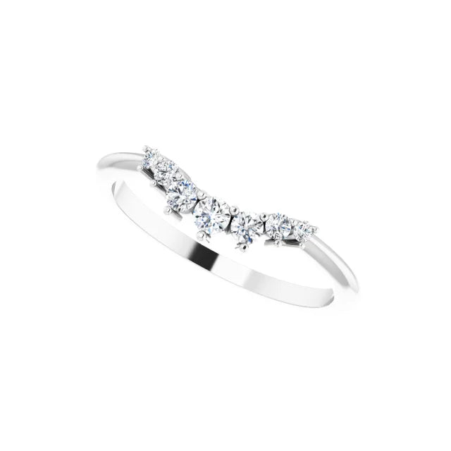 14K White 1/5 CTW Natural Diamond Petite Contoured Band