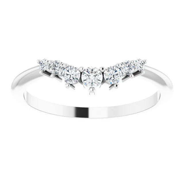 14K White 1/5 CTW Natural Diamond Petite Contoured Band
