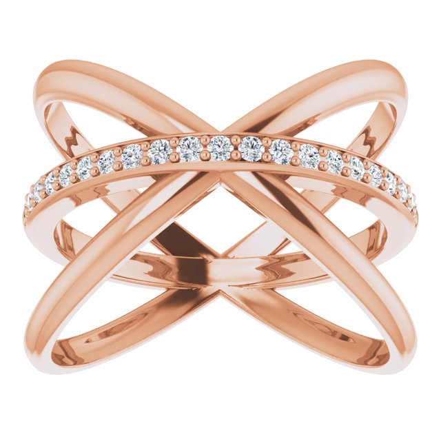 14K Rose Gold with 1/6 CTW Natural Diamond Ring with Criss-Cross Design