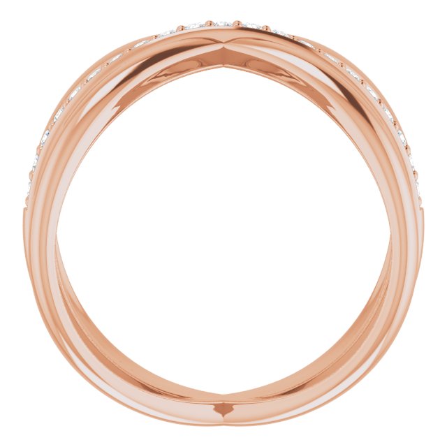 14K Rose Gold with 1/6 CTW Natural Diamond Ring with Criss-Cross Design