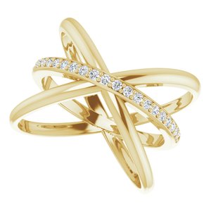 14K Rose Gold with 1/6 CTW Natural Diamond Ring with Criss-Cross Design
