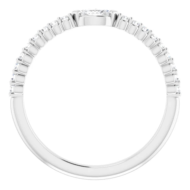 14K White Gold 1/4 CTW Marquise Natural Diamond Anniversary Band or Stackable Ring