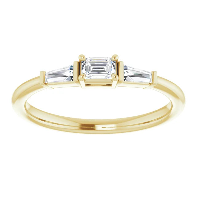 14k Yellow Gold 1/4 CTW Baguette Natural Diamond Stackable Ring