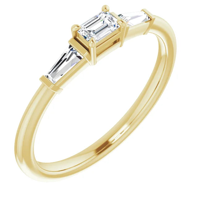 14k Yellow Gold 1/4 CTW Baguette Natural Diamond Stackable Ring