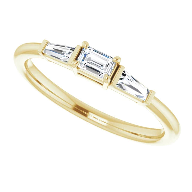14k Yellow Gold 1/4 CTW Baguette Natural Diamond Stackable Ring