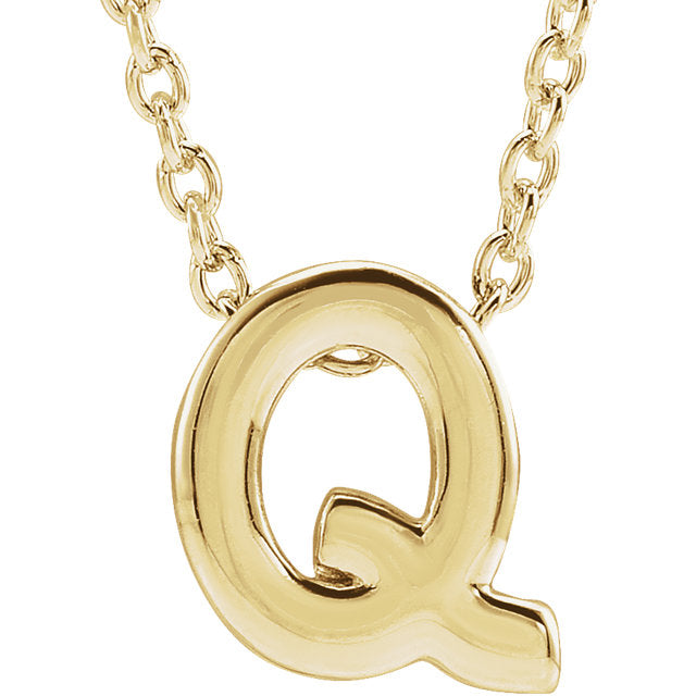 14k Yellow Gold Block Initial Pendant Slide