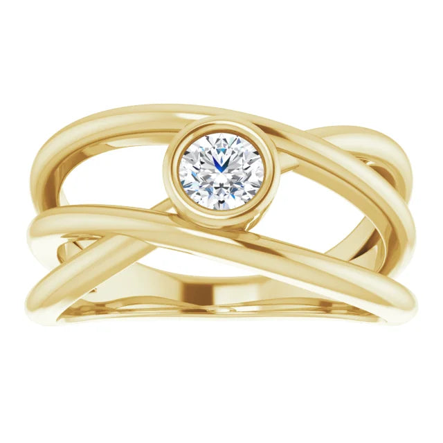 Customizable Collection : .25 Carat Round Cut Lab Diamond Split Shank Ring, 14k Yellow Gold - MADE TO ORDER