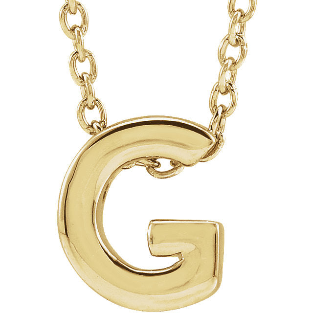 14k Yellow Gold Block Initial Pendant Slide