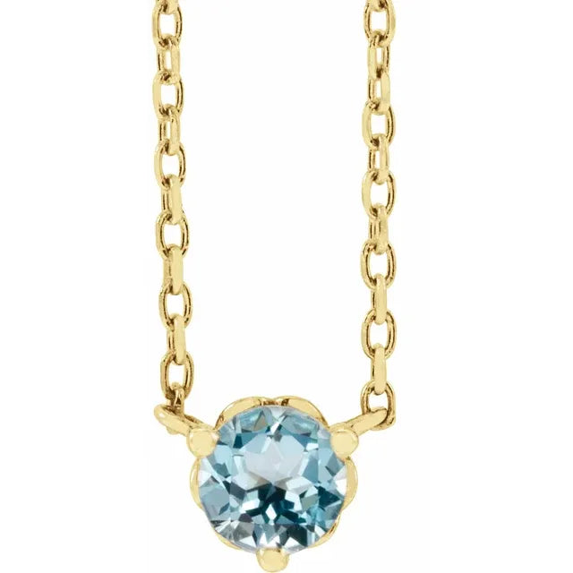 14K Yellow Gold Natural Sky Blue Topaz, comes with 14k Gold 18" Necklace