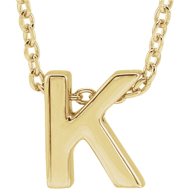 14k Yellow Gold Block Initial Pendant Slide