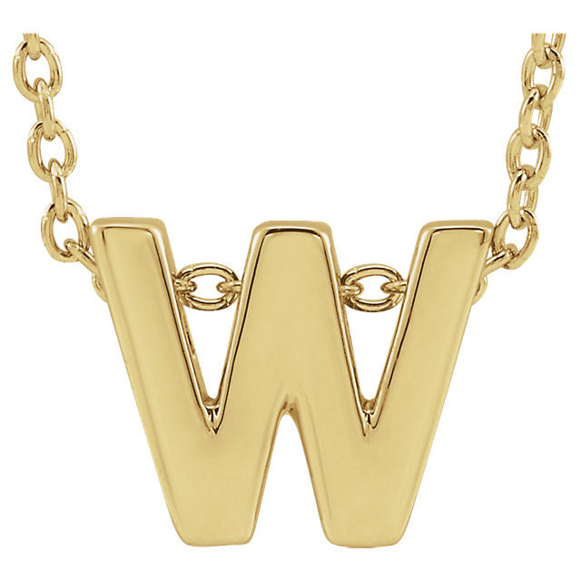 14k Yellow Gold Block Initial Pendant Slide