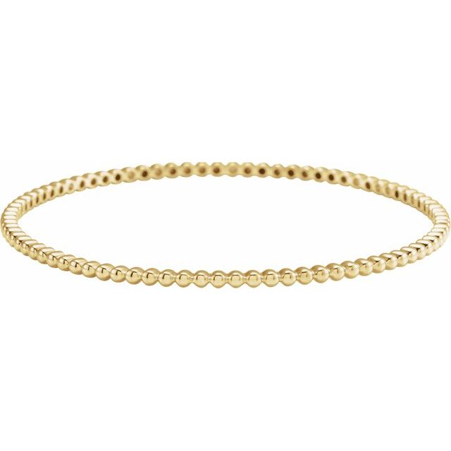 14K Yellow Beaded Bangle Bracelet, Size 7 3/4 inches