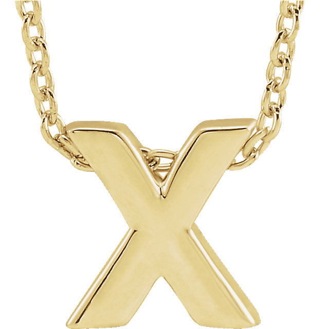 14k Yellow Gold Block Initial Pendant Slide
