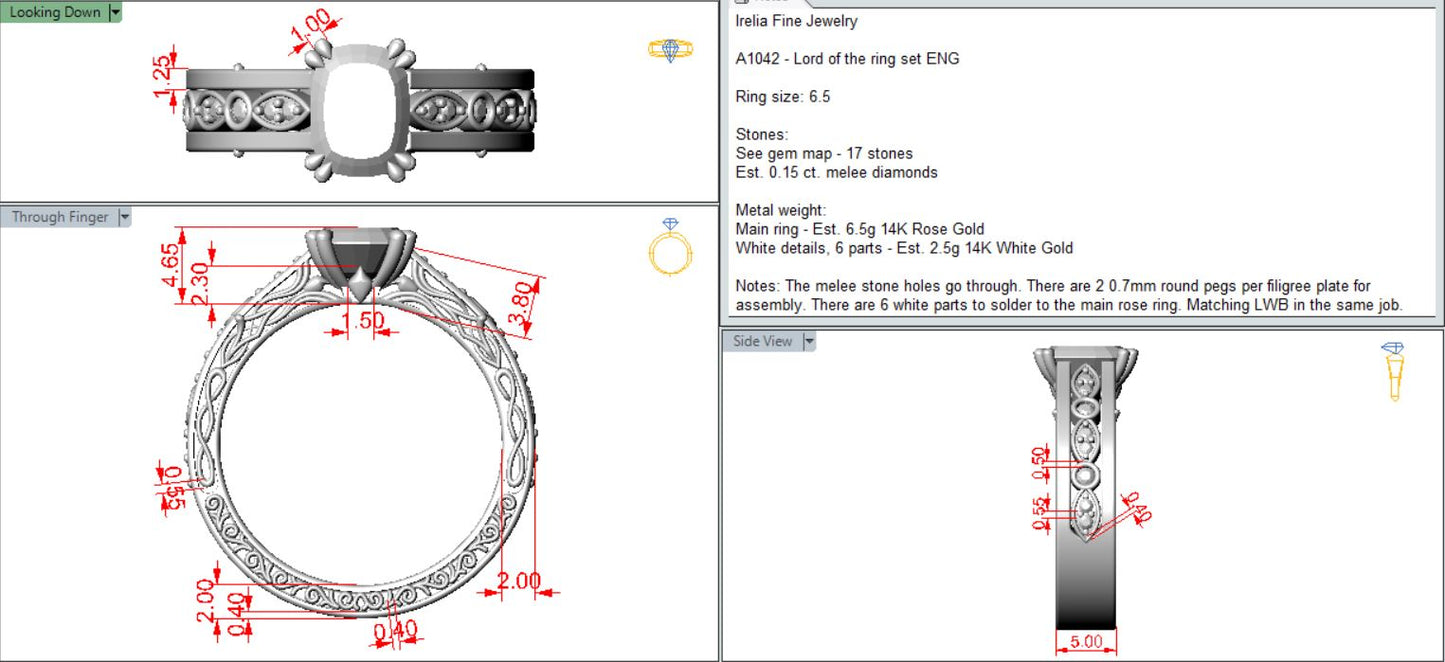Lab Diamonds and Gemstone 2 tone Engagement Ring & Wedding Band