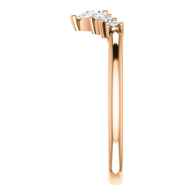 14K Gold 1/4 CTW Natural Pear Diamond Contoured Band