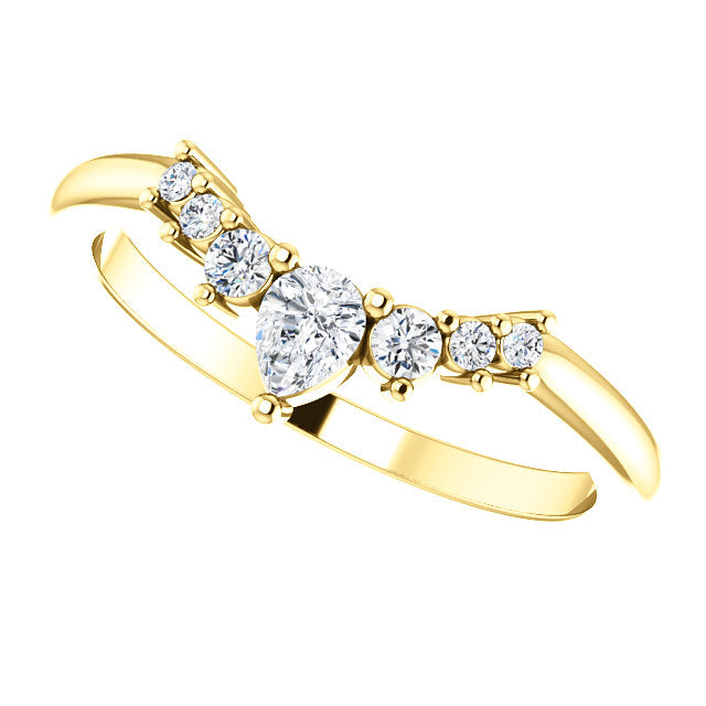 14K Gold 1/4 CTW Natural Pear Diamond Contoured Band