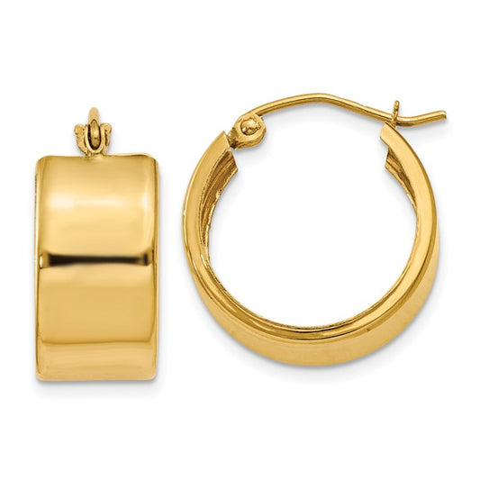 14K Yellow Gold Wide Polished Hoop Earring