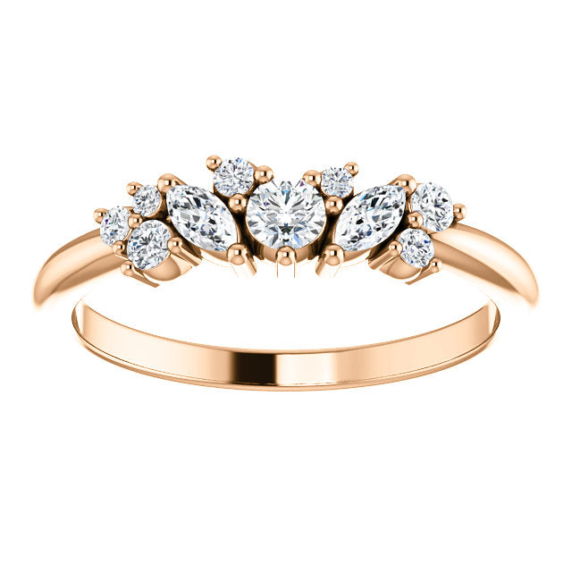 14k Gold 1/3 Natural Diamond Cluster Diamond Ring