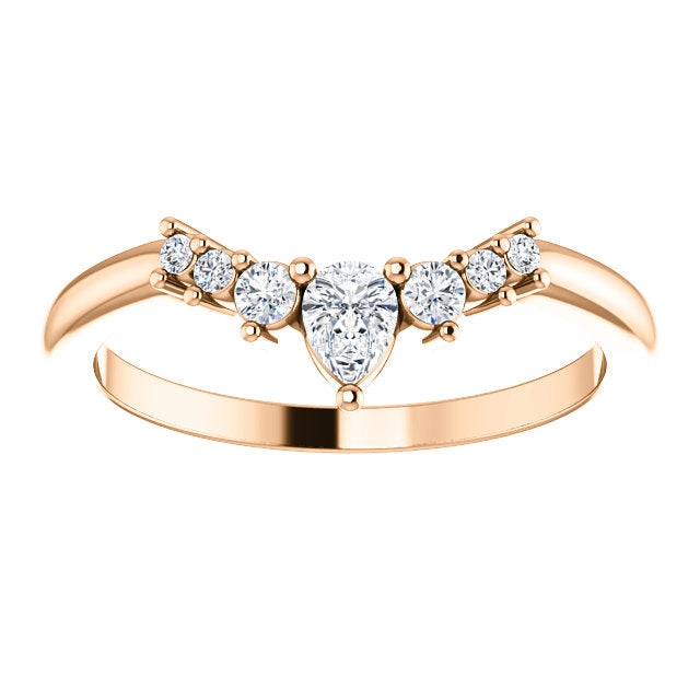 14K Gold 1/4 CTW Natural Pear Diamond Contoured Band