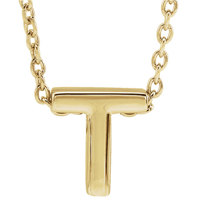 14k Yellow Gold Block Initial Pendant Slide