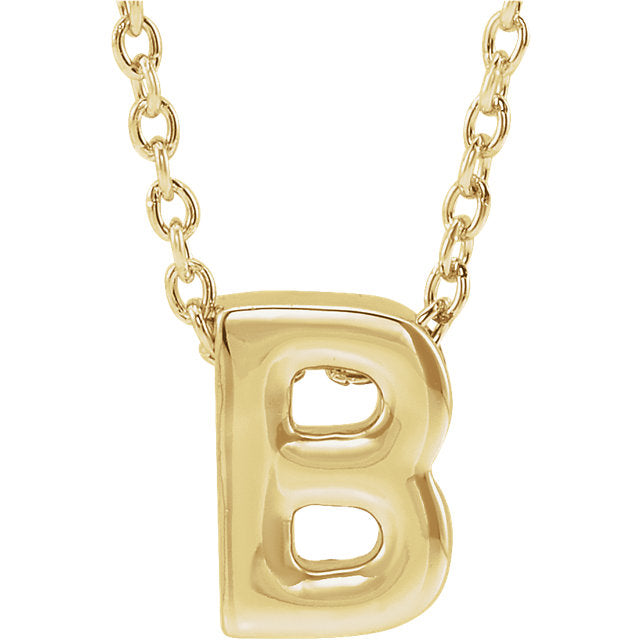 14k Yellow Gold Block Initial Pendant Slide