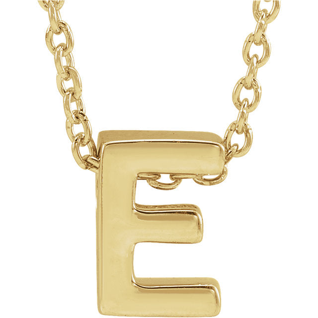 14k Yellow Gold Block Initial Pendant Slide