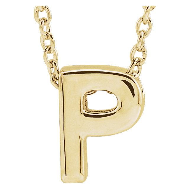 14k Yellow Gold Block Initial Pendant Slide