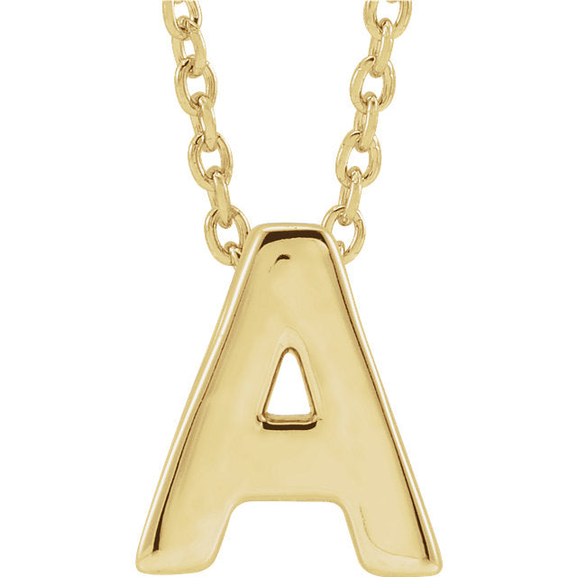 14k Yellow Gold Block Initial Pendant Slide