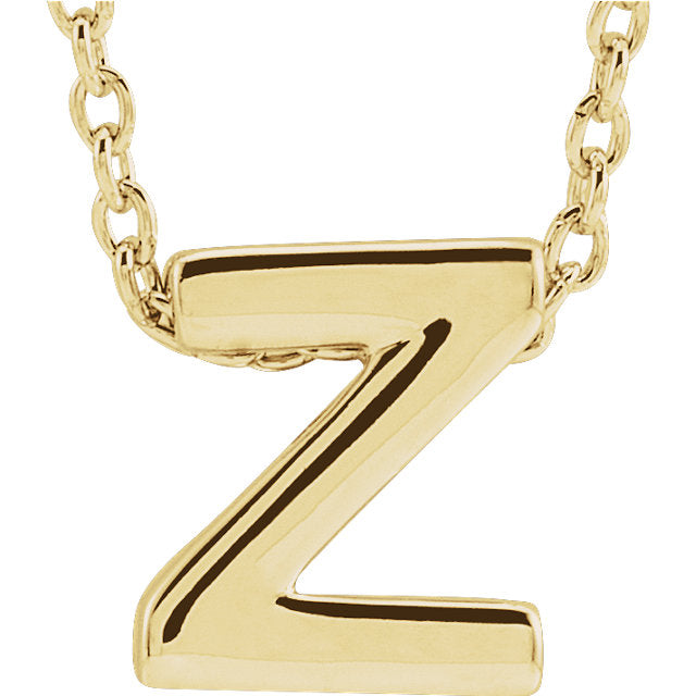 14k Yellow Gold Block Initial Pendant Slide