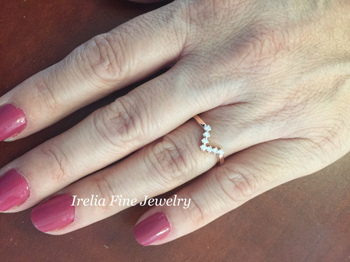 Custom Jewelry Sample : 14K Rose Gold V Contour Wedding Band