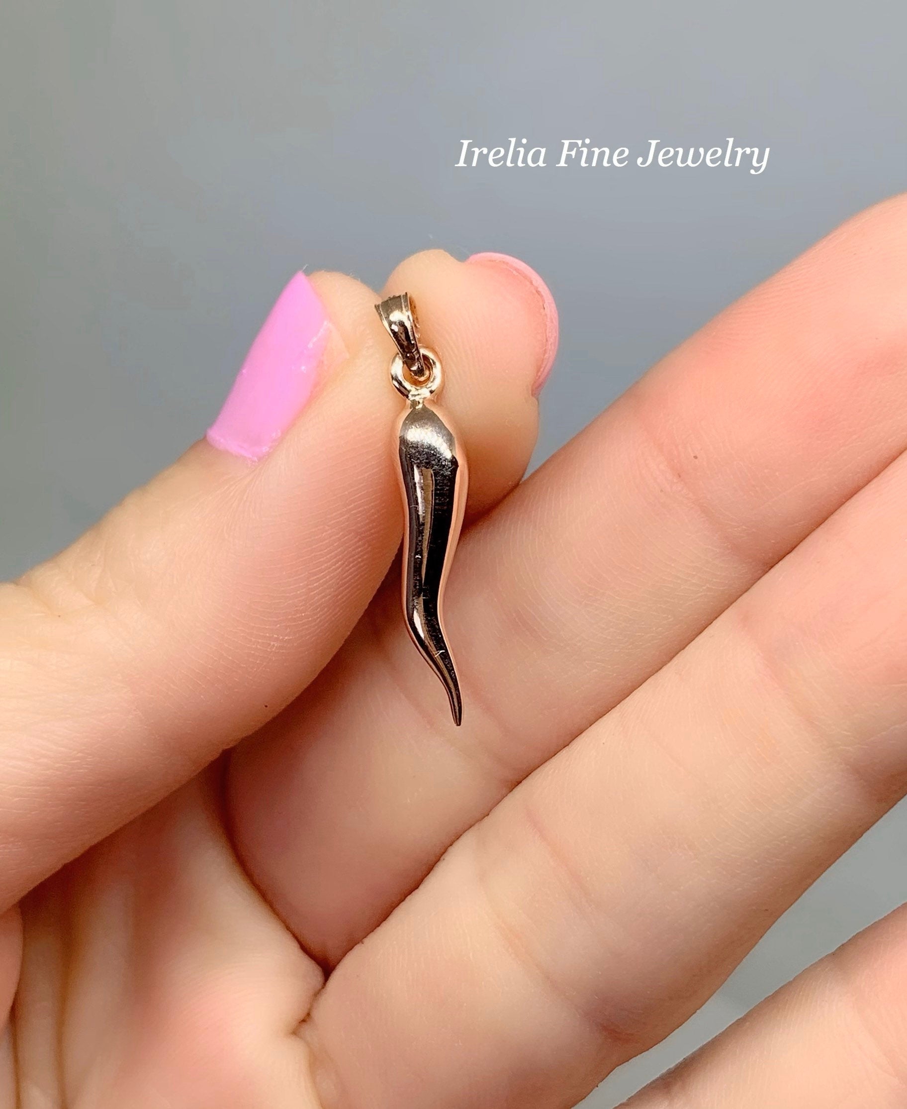San Diego Italian Horn Jewelry, Italian Horns , Rose Gold Italian Horn , Corno Portafortuna, Cornetto