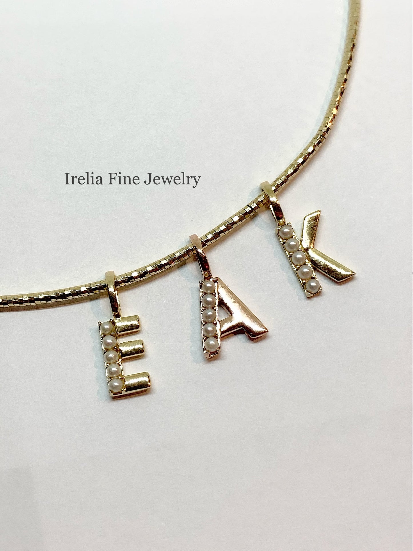 14k Yellow Gold Cultured Peral Initial Pendant with bail slide, personalized gift