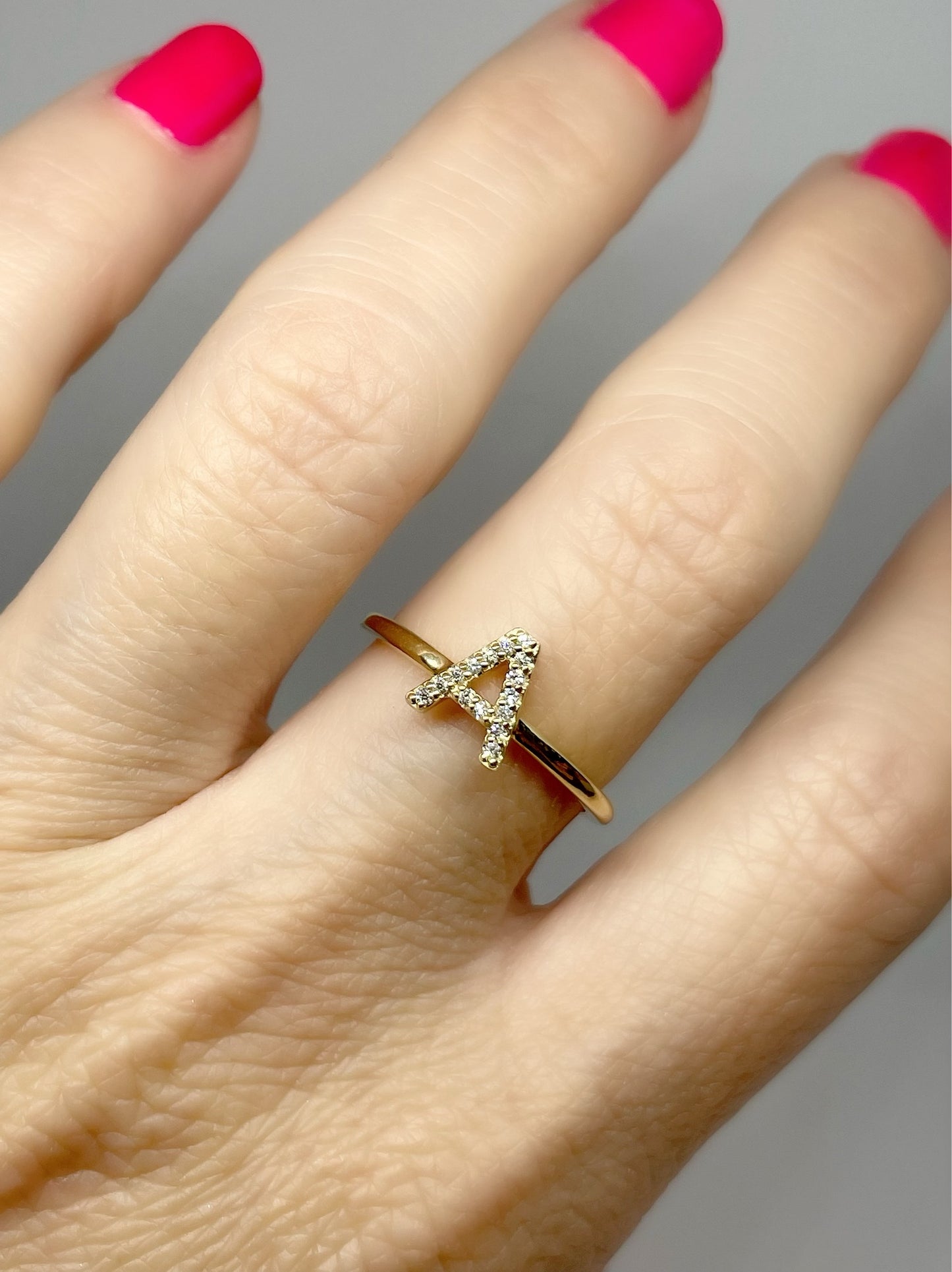 14k Yellow Gold Diamond Initial Ring