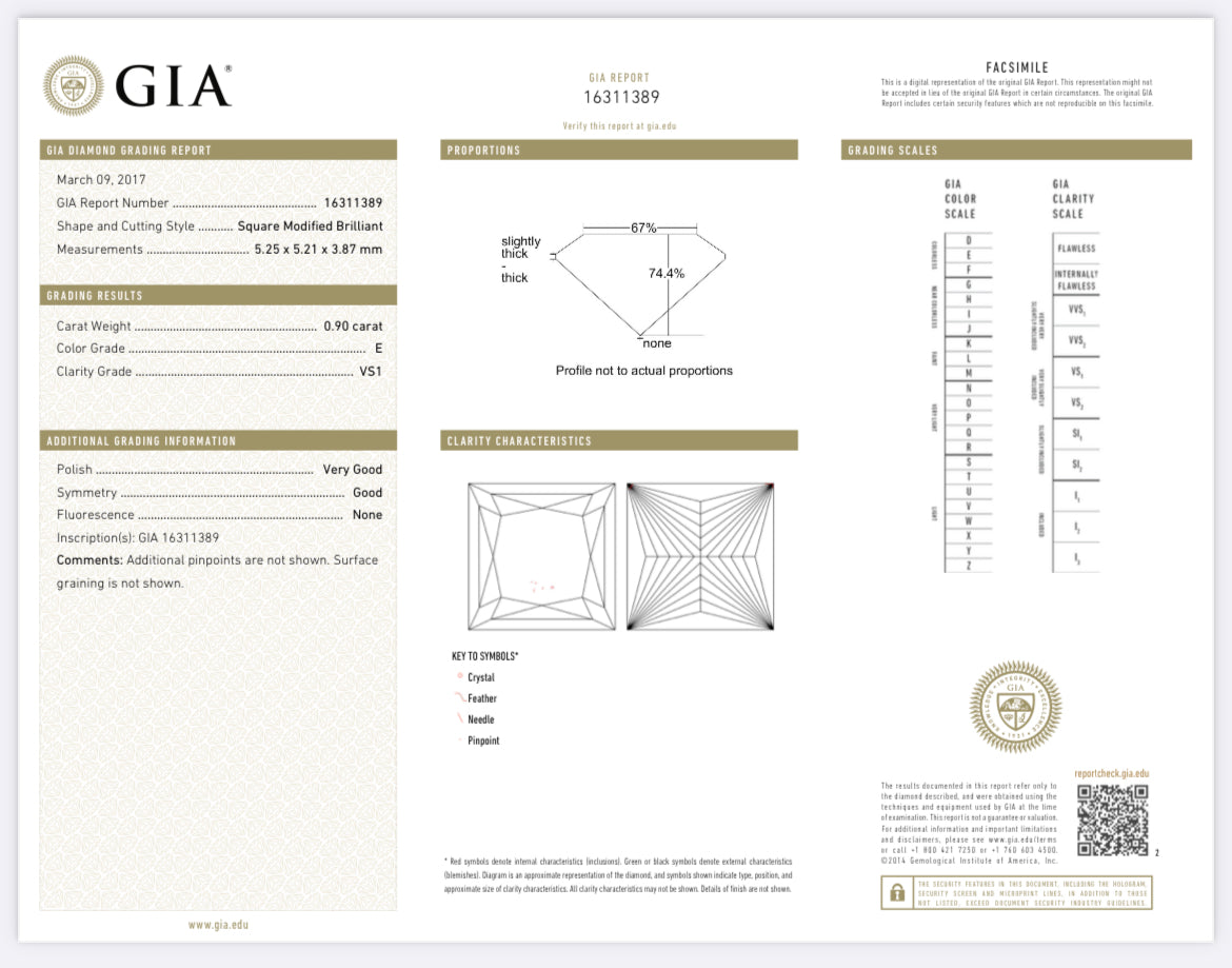 .90 Carat Princess Cut Diamond E ,VS1 GIA Certified 16311389