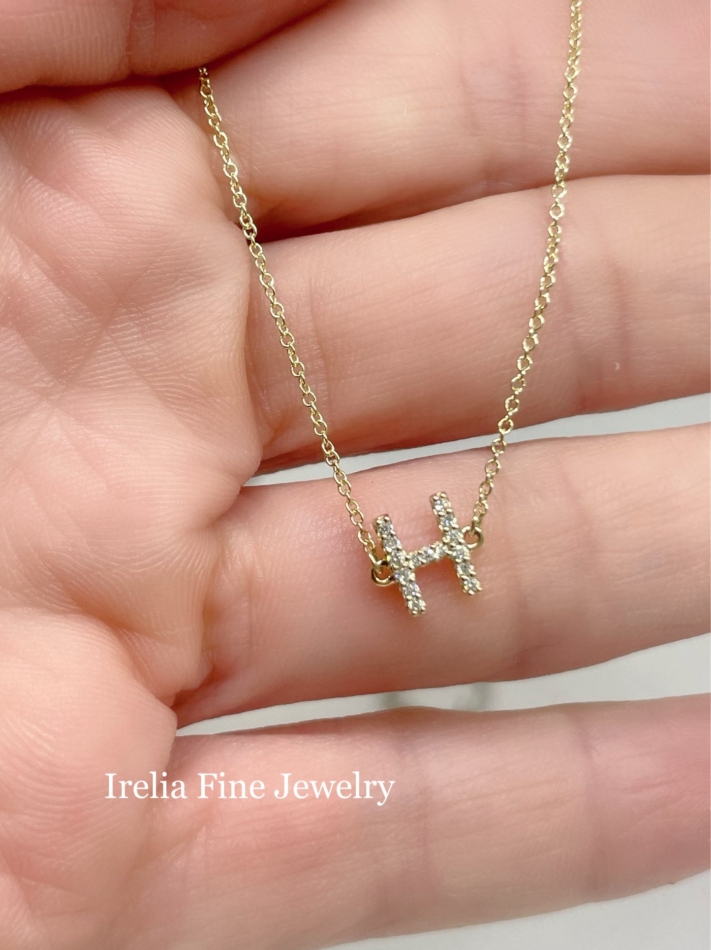 14k Yellow Gold Natural  Diamond Initial Bracelet