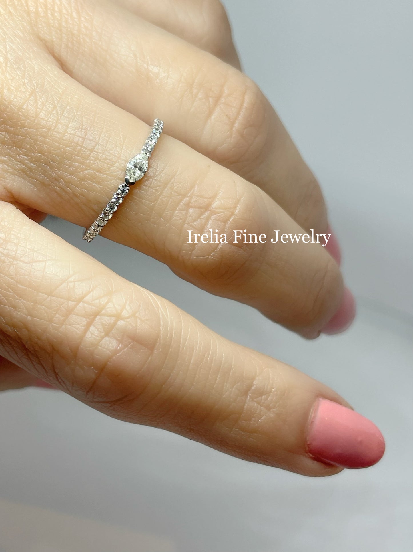 14K White Gold 1/4 CTW Marquise Natural Diamond Anniversary Band or Stackable Ring