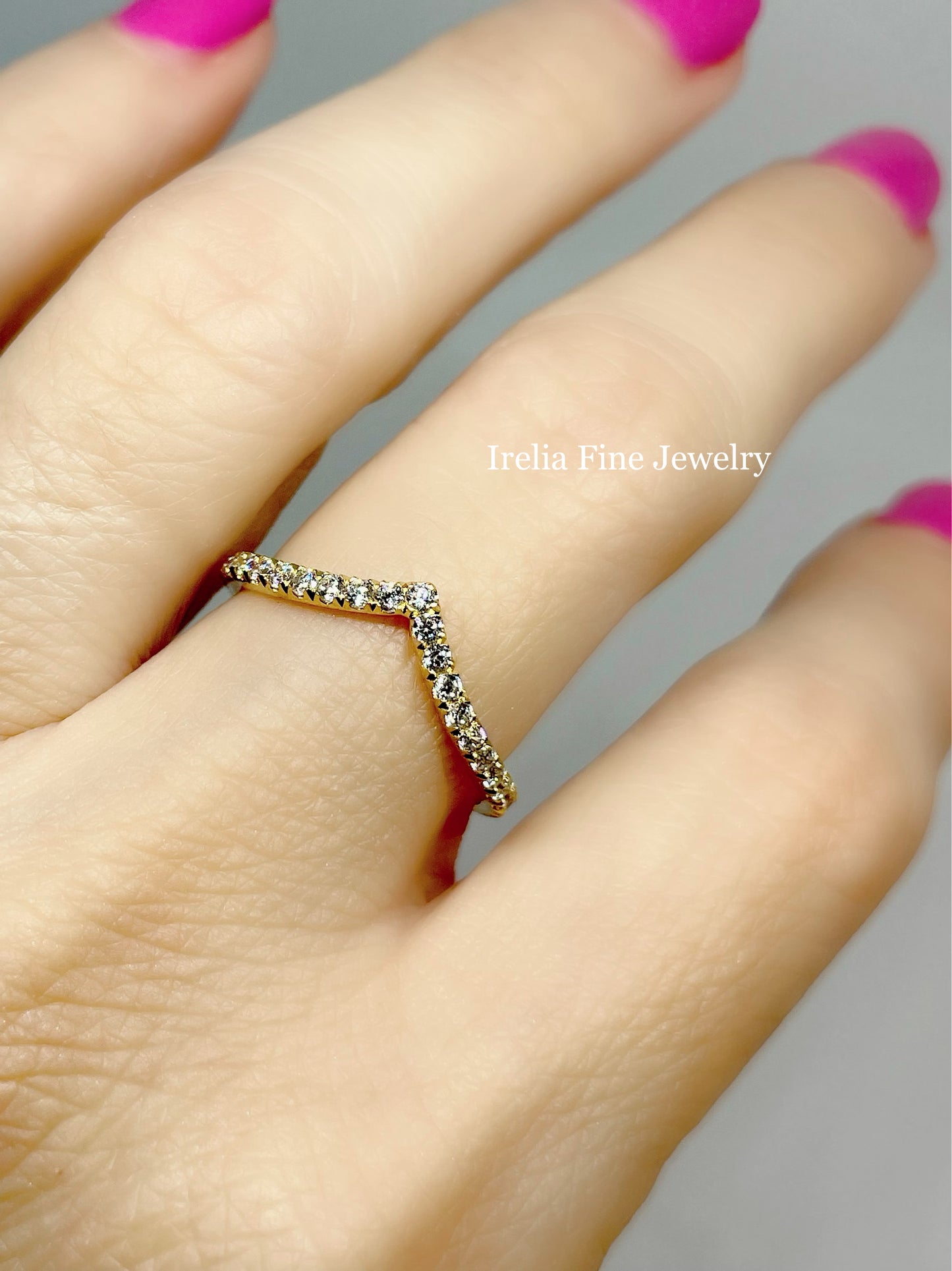 14K Yellow Gold 3/8 CTW Natural Diamond French-Set V Shape Ring