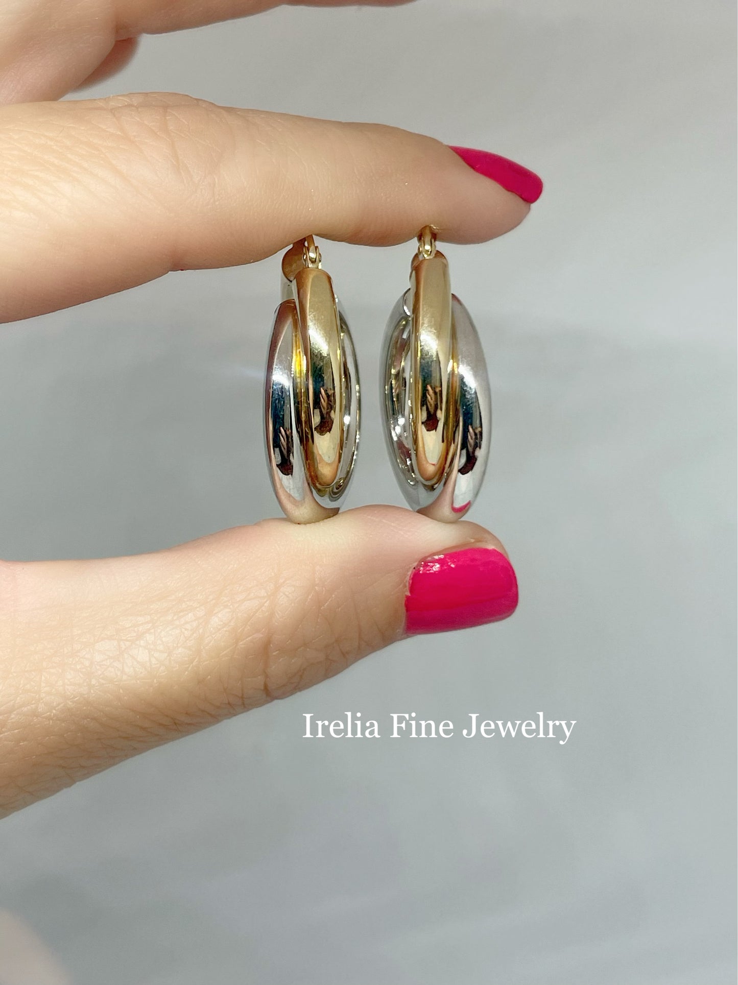 14k Yellow and White Gold Bold Twisted Hoop Earrings