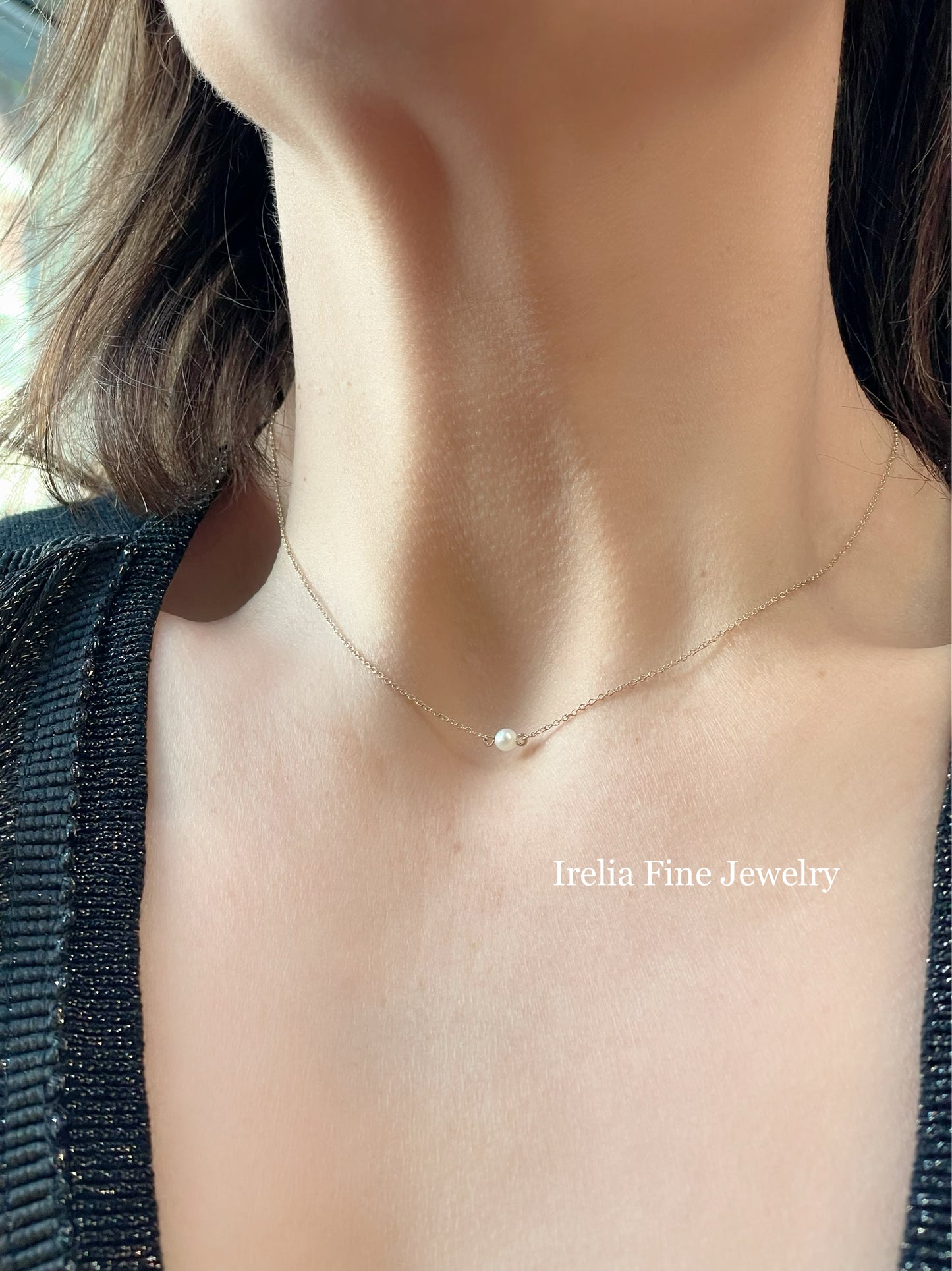 Tiny 14K Yellow Gold Freshwater Cultured Pearl, comes with adjustable 16-18" Necklace