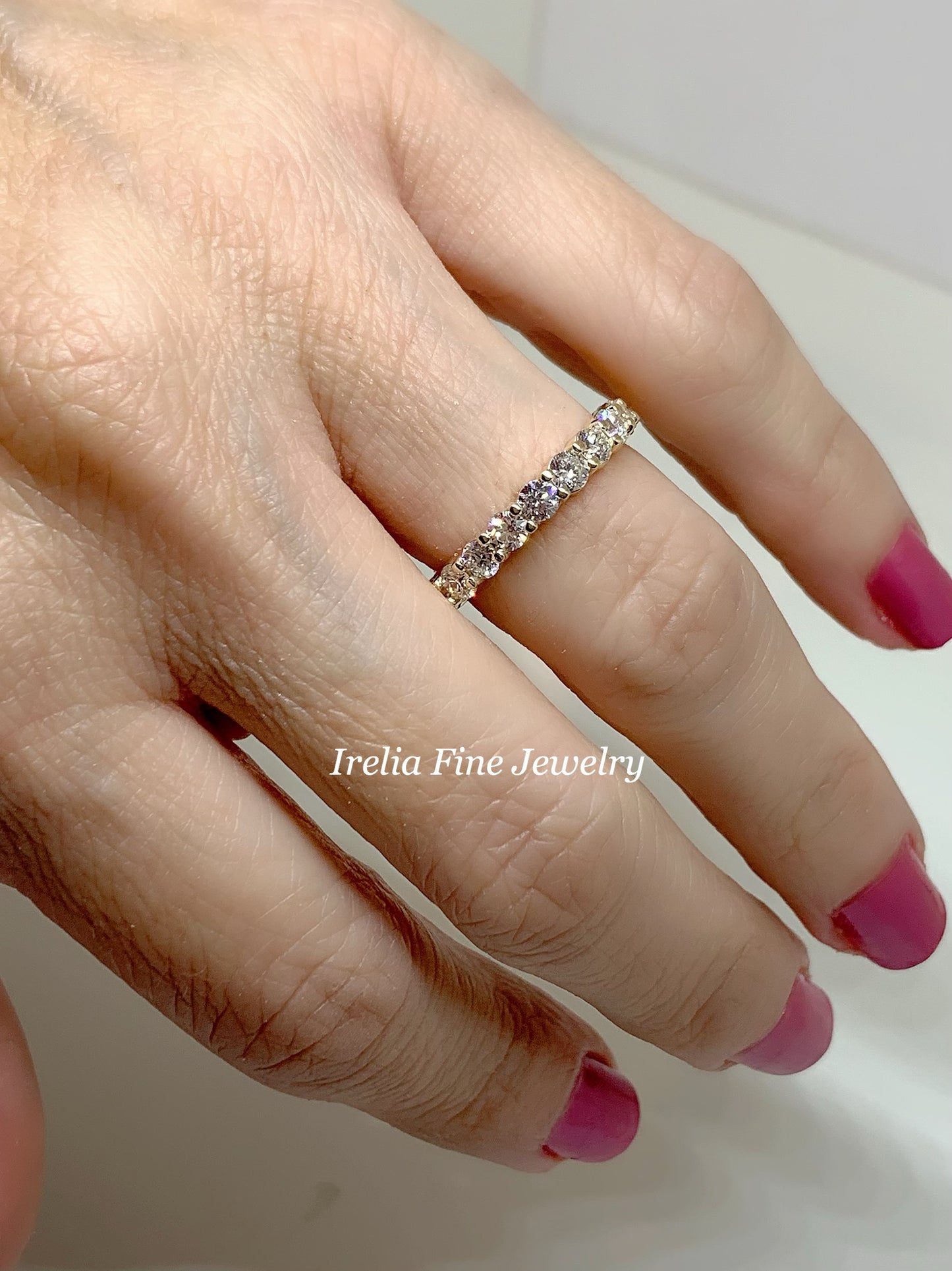 14K Gold 3 mm Round 1 3/4 carat Natural Diamond Eternity Band, Ring Size 7