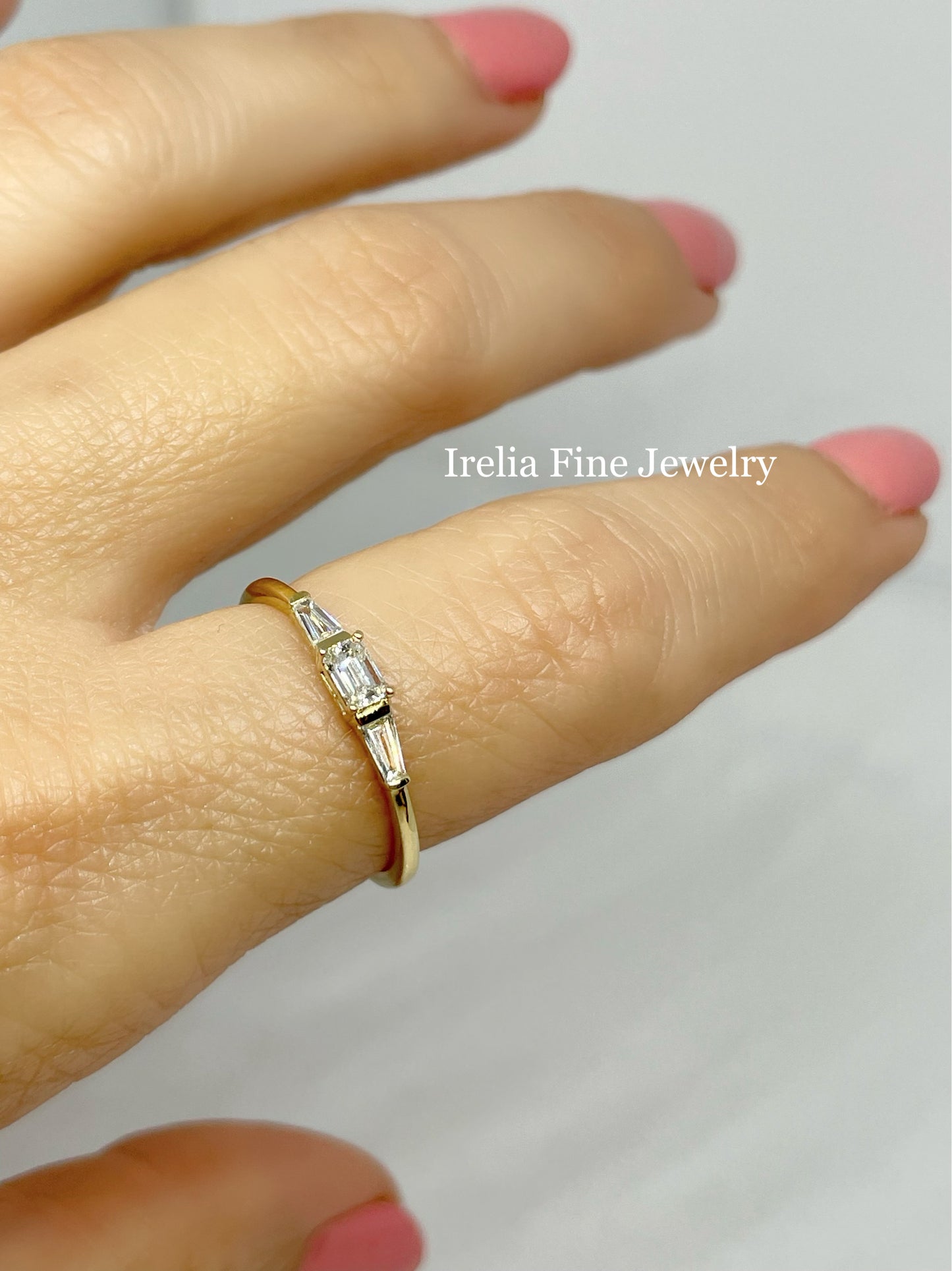 14k Yellow Gold 1/4 CTW Baguette Natural Diamond Stackable Ring