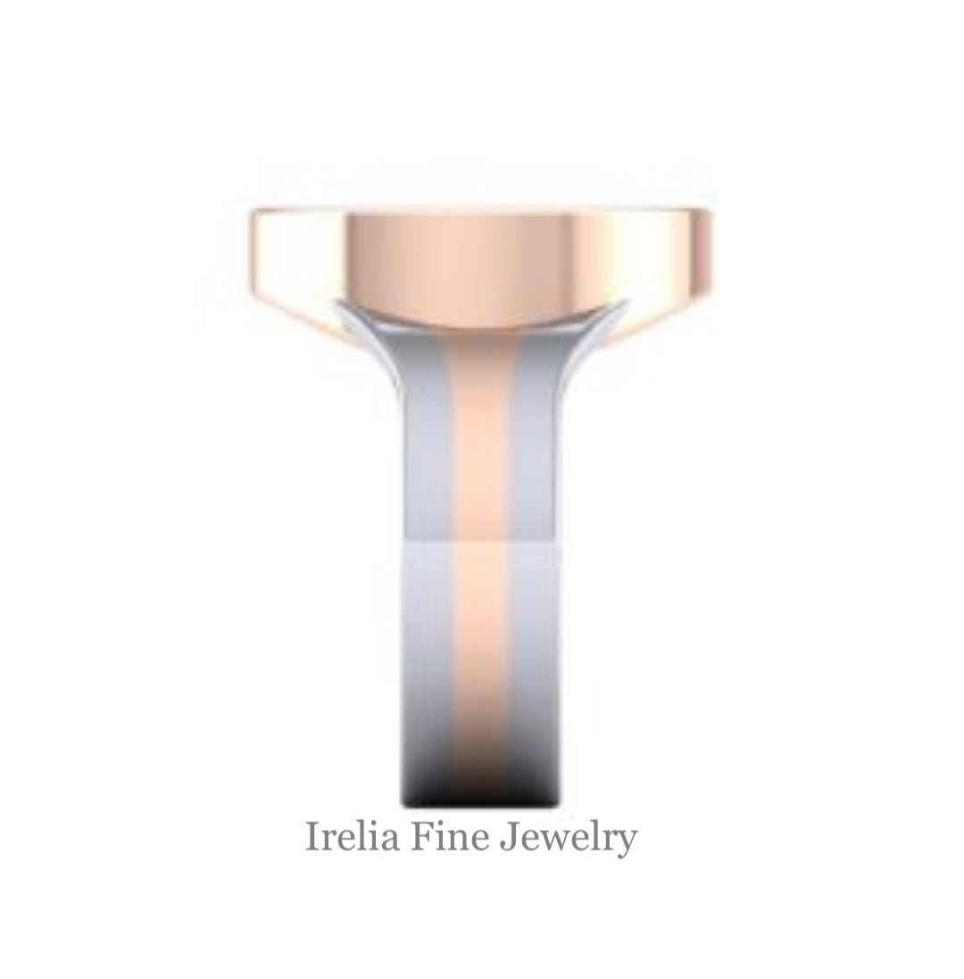 Custom Two-Tone Signet Ring in 14k Rose Gold & Platinum - Family Crest Stone Provided By Client