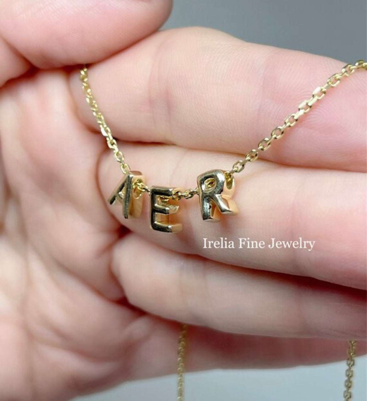 14k Yellow Gold Block Initial Pendant Slide