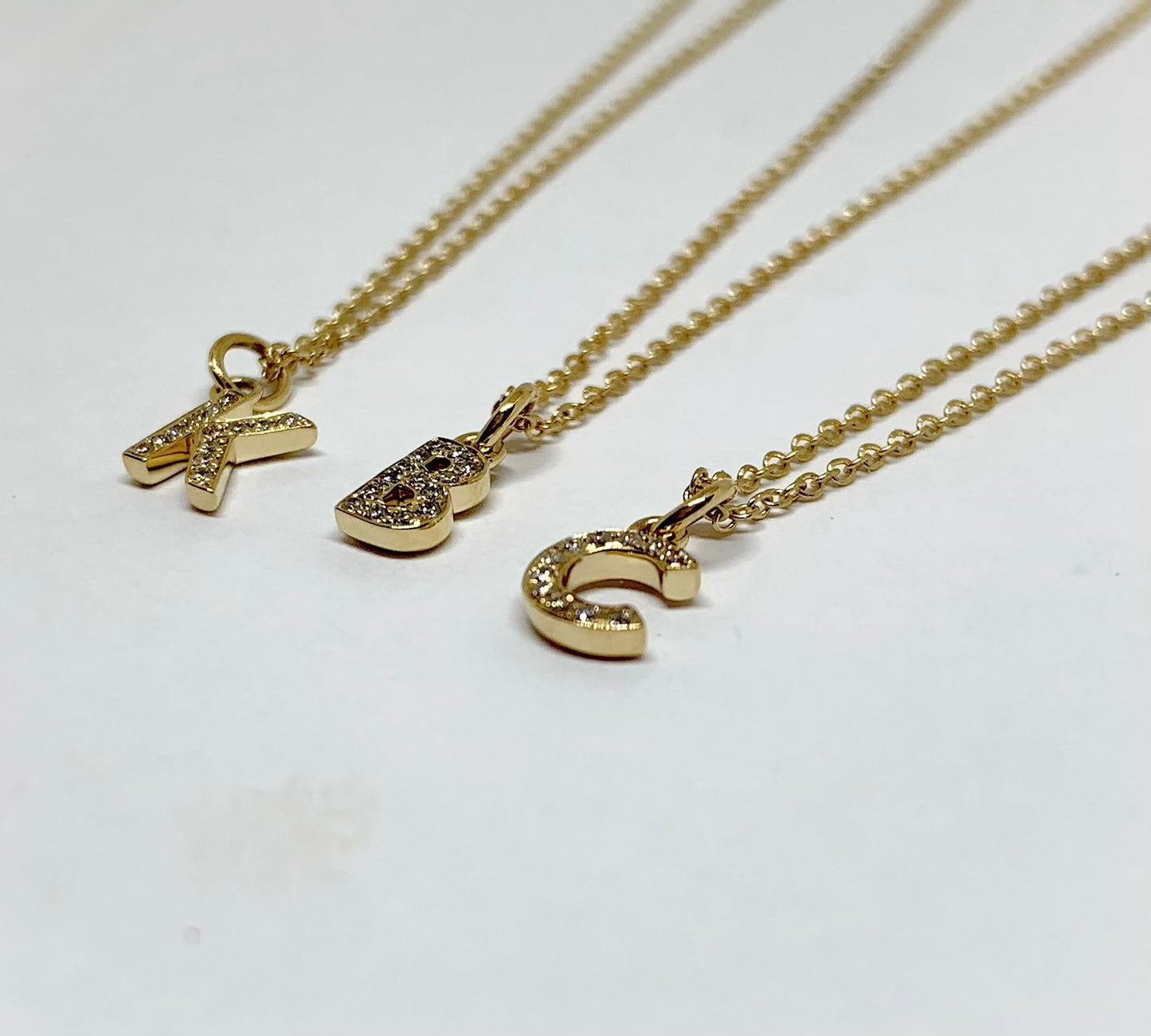 Tiny 14k Gold .05ct Diamond Initial Charm/ Pendant  Slide with chain