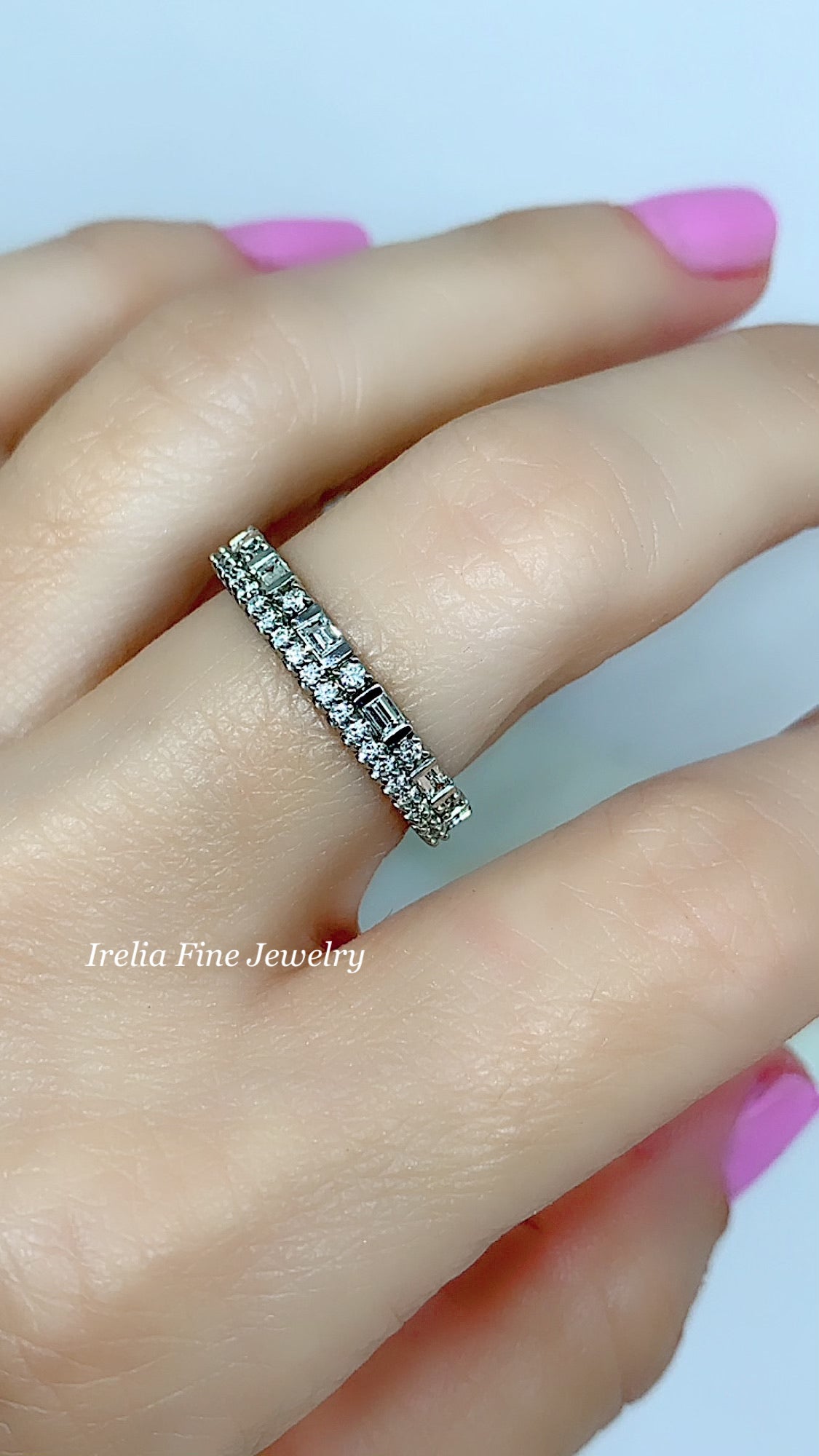 14K White 1/2 CTW Diamond Double Stacked Band