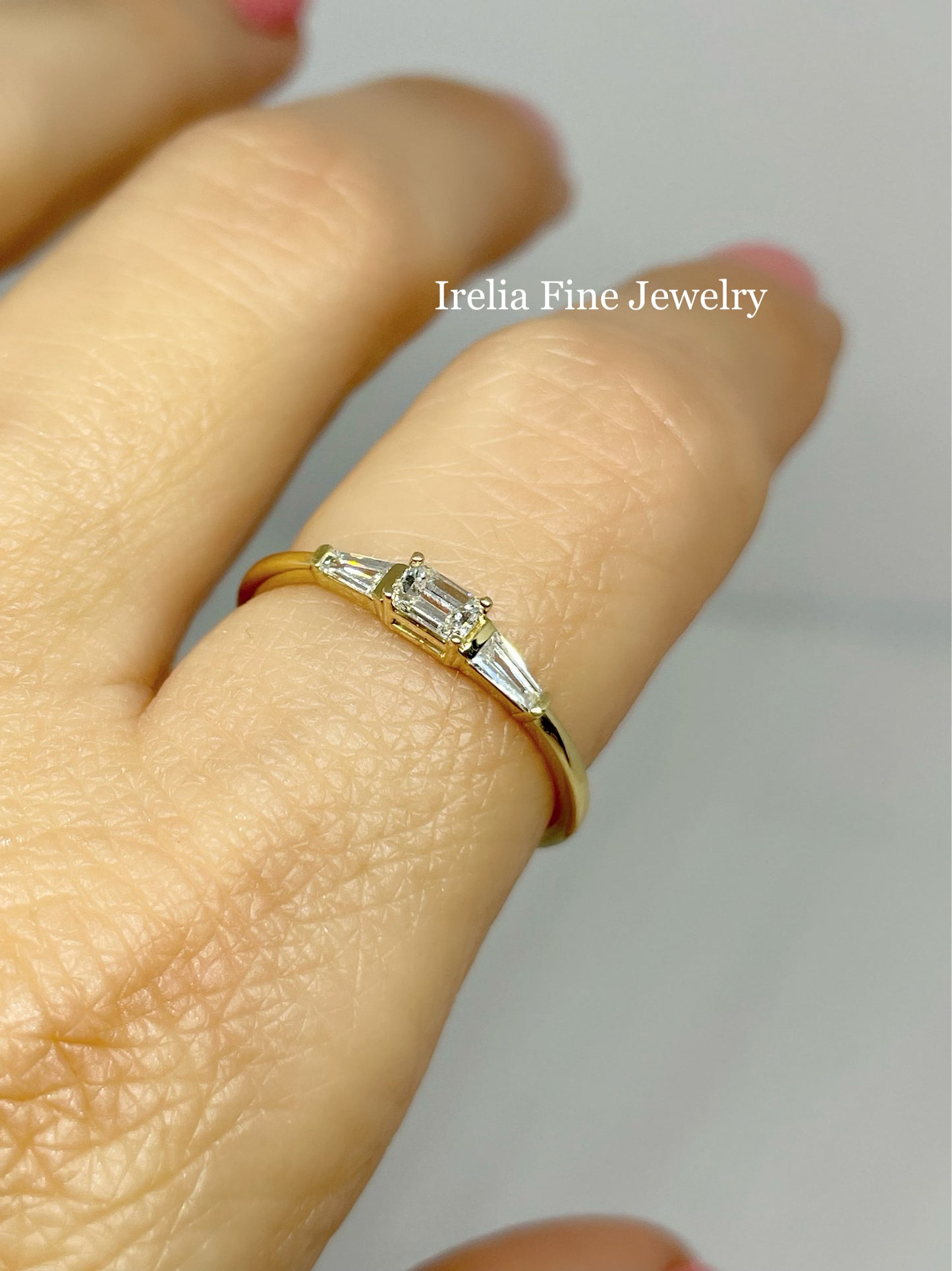14k Yellow Gold 1/4 CTW Baguette Natural Diamond Stackable Ring