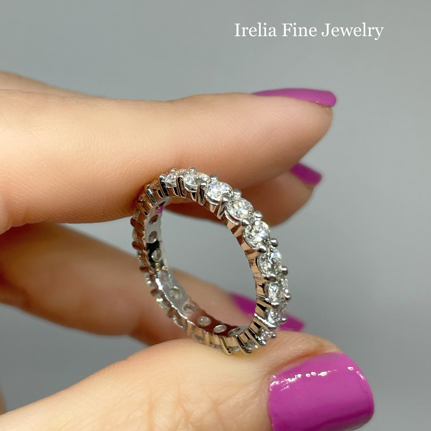 14K Gold 3 mm Round 1 3/4 carat Natural Diamond Eternity Band, Ring Size 7