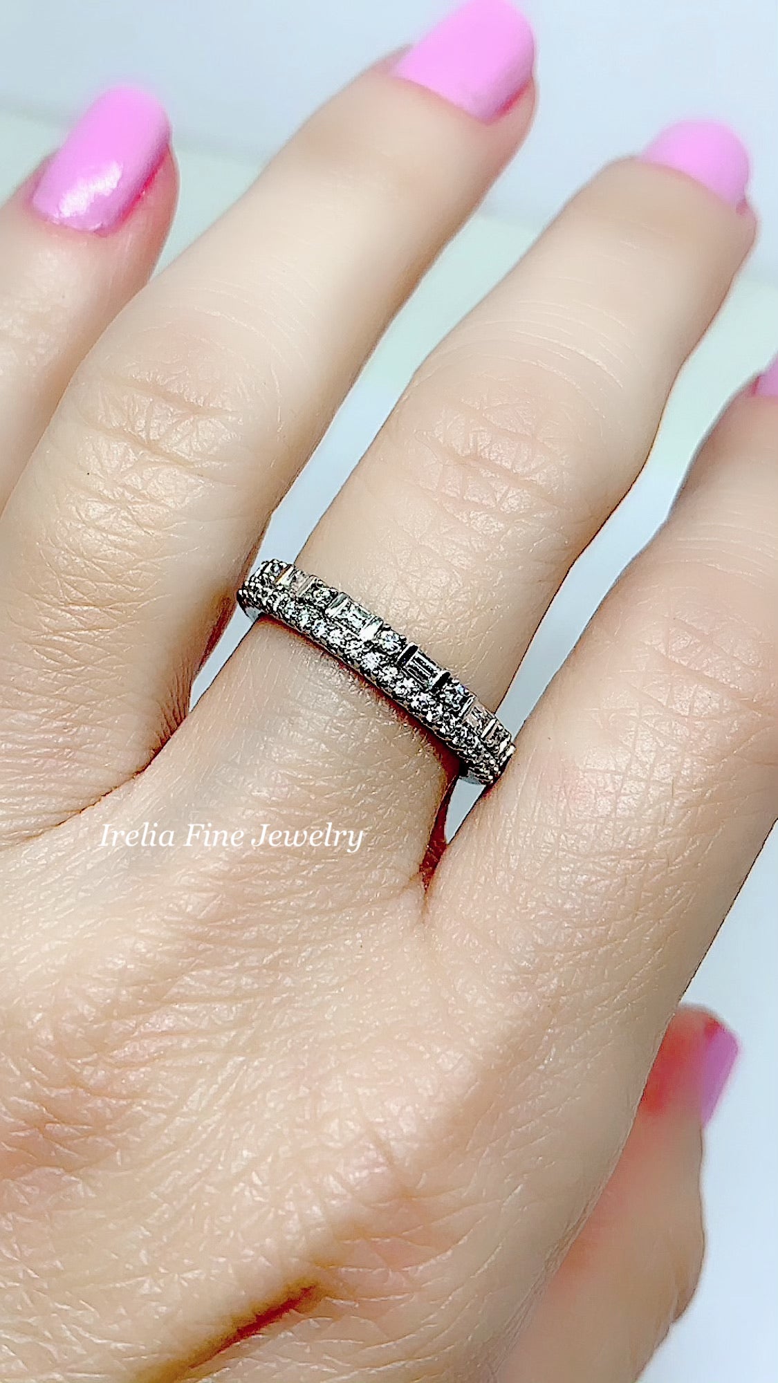 14K White 1/2 CTW Diamond Double Stacked Band